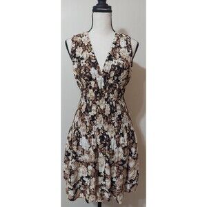 Abercrombie & Fitch Dress Flirty Smocked Mini Floral Babydoll Plunge Small